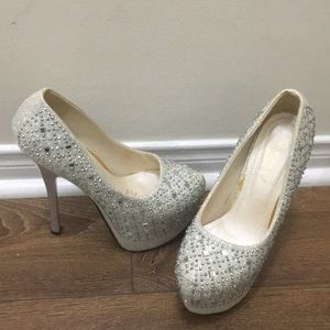 Silver Rhinestone Pumps